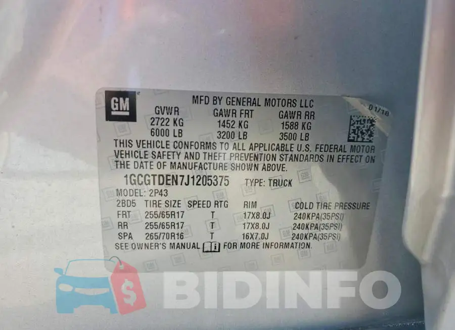 1GCGTDEN7J1205375 Photo# 12