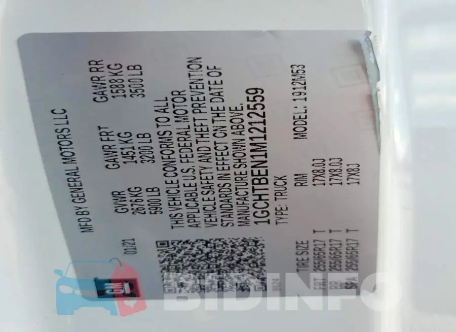 1GCHTBEN1M1212559 Photo# 12