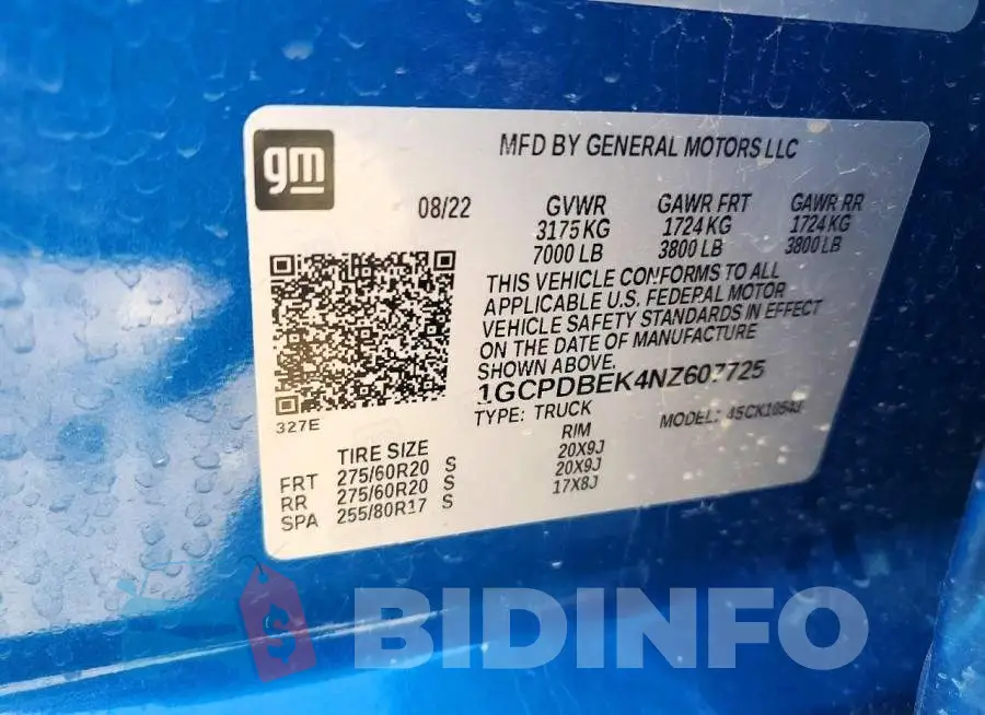 1GCPDBEK4NZ607725 Photo# 12