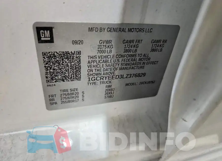 1GCRYEED3LZ376829 Photo# 12