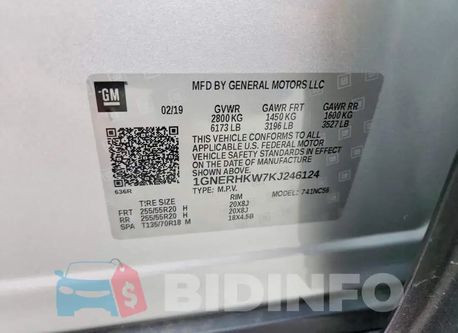 1GNERHKW7KJ246124 Photo# 13