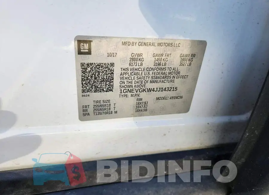 1GNEVGKW4JJ143215 Photo# 13