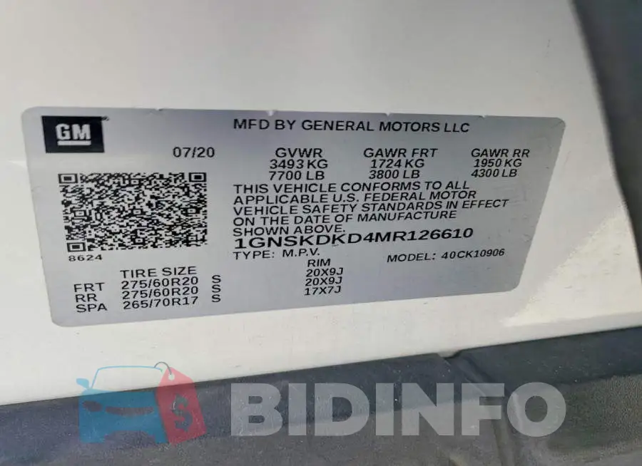 1GNSKDKD4MR126610 Photo# 13