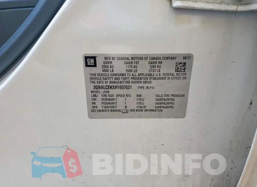 2GNALCEKXH1607621 Photo# 13