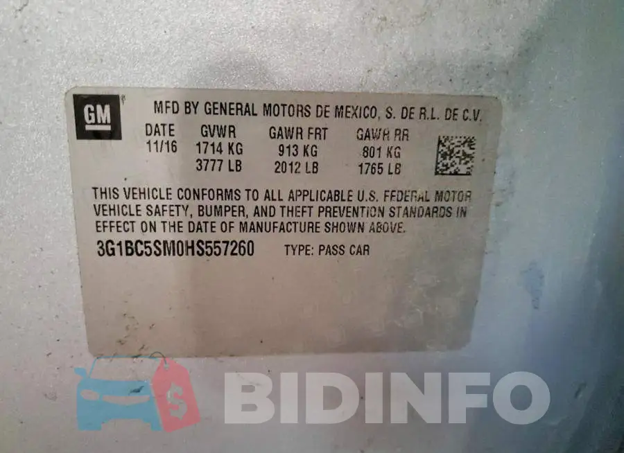 3G1BC5SM0HS557260 Photo# 12