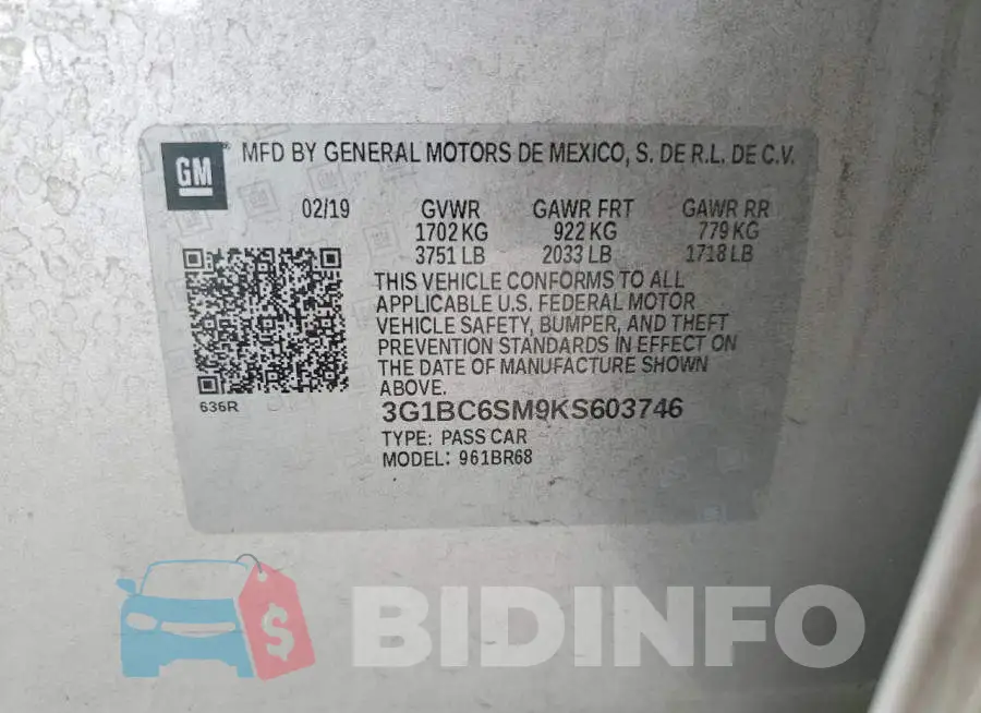 3G1BC6SM9KS603746 Photo# 12