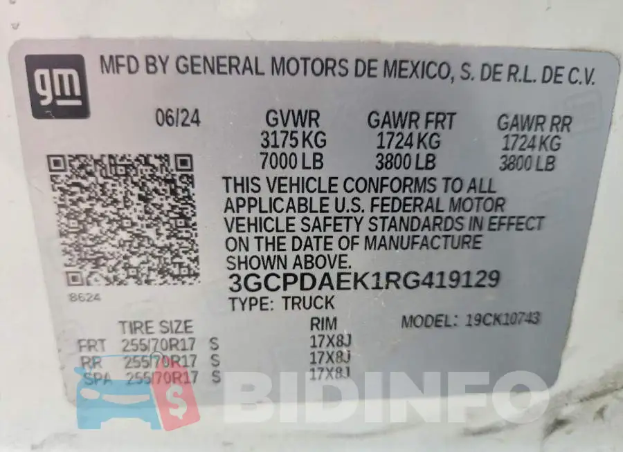 3GCPDAEK1RG419129 Photo# 12