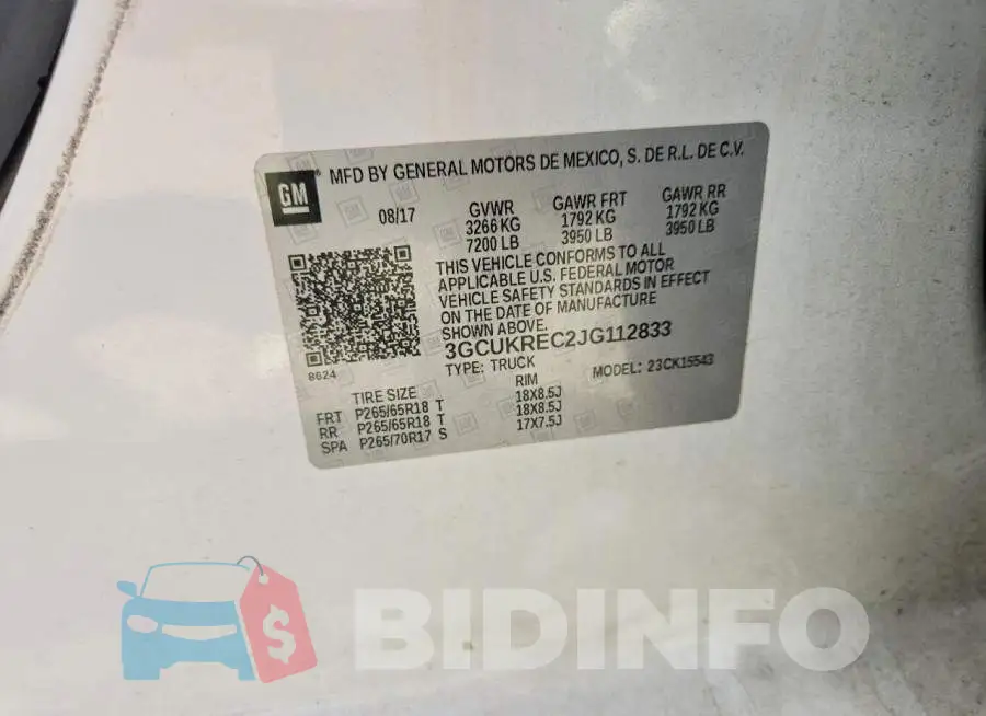 3GCUKREC2JG112833 Photo# 12