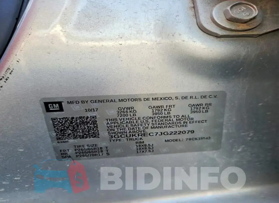 3GCUKREC7JG222079 Photo# 13