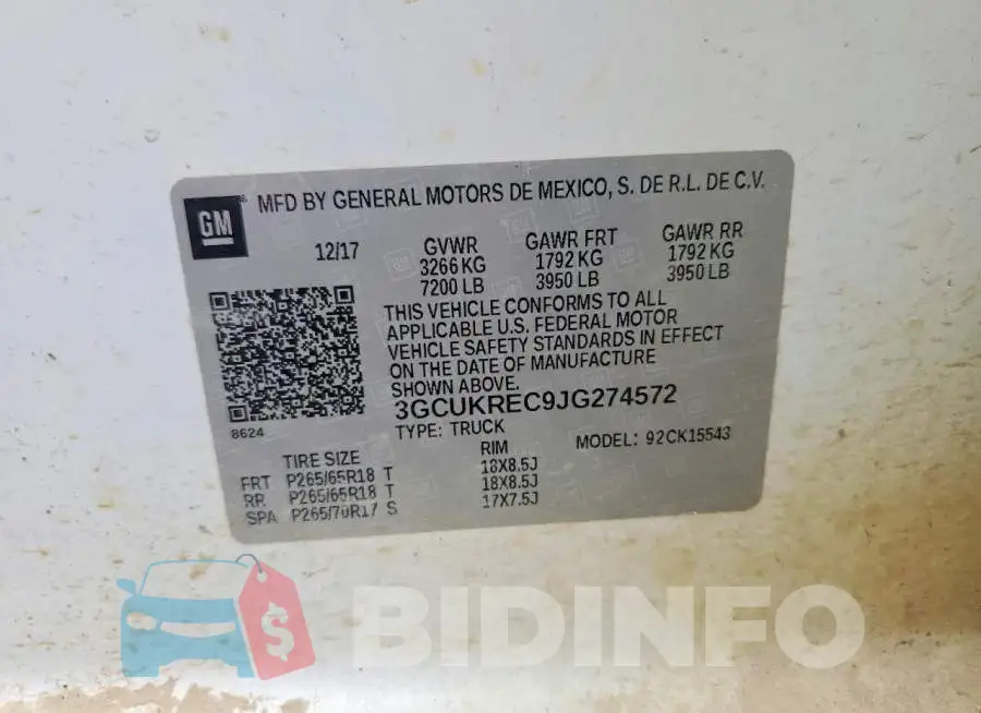 3GCUKREC9JG274572 Photo# 12
