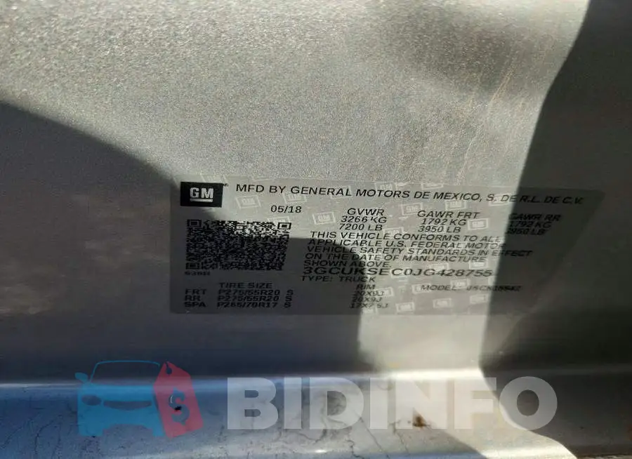 3GCUKSEC0JG428755 Photo# 13
