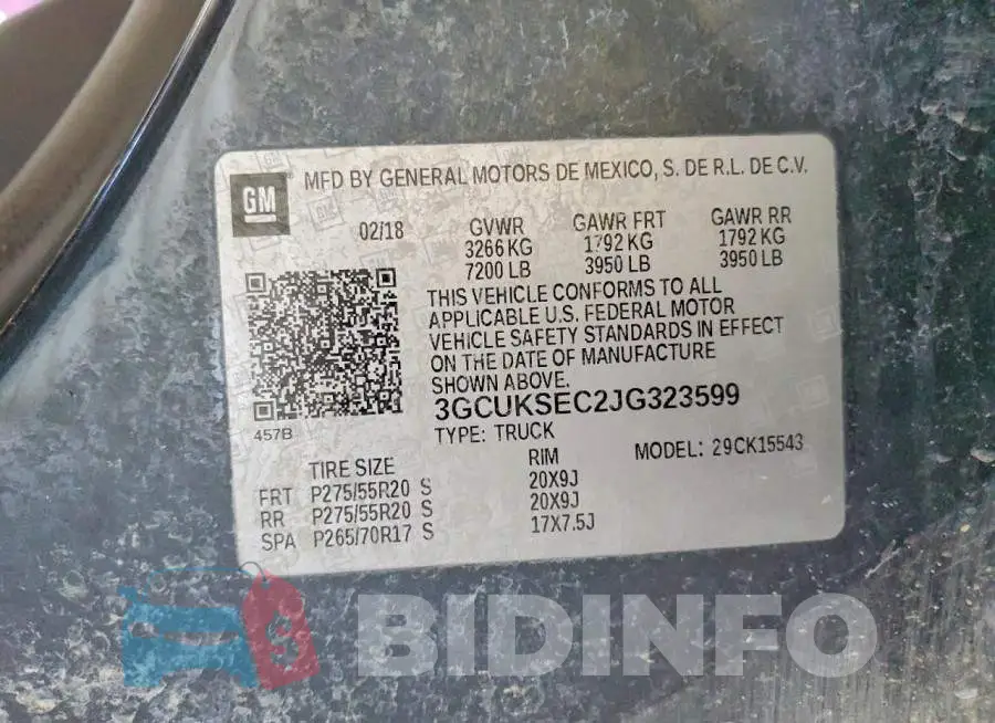 3GCUKSEC2JG323599 Photo# 13