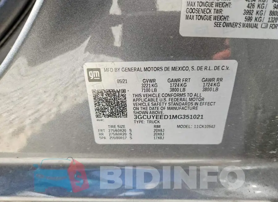 3GCUYEED1MG351021 Photo# 12