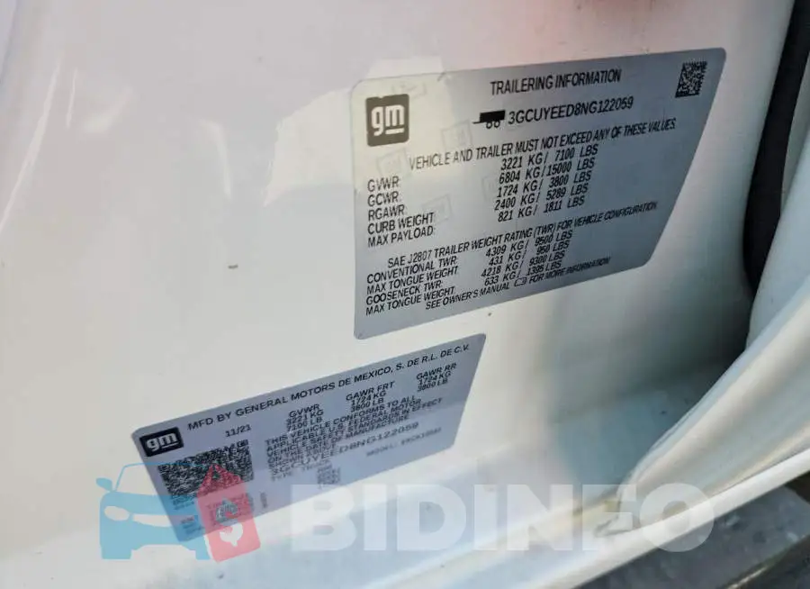 3GCUYEED8NG122059 Photo# 12