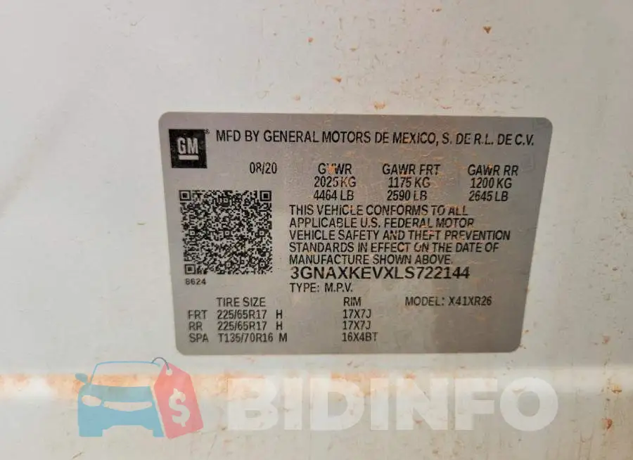 3GNAXKEVXLS722144 Photo# 13
