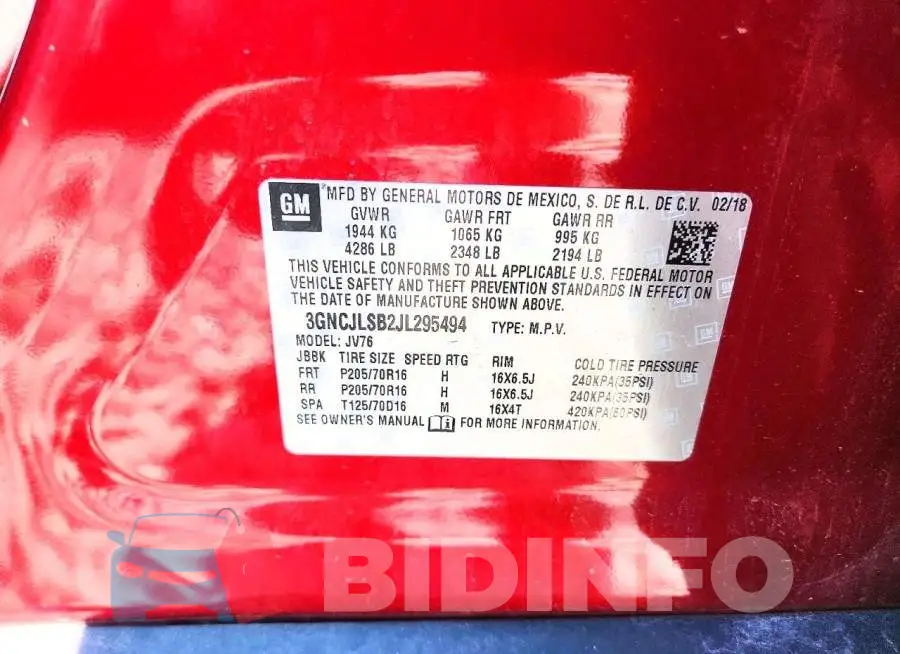 3GNCJLSB2JL295494 Photo# 13