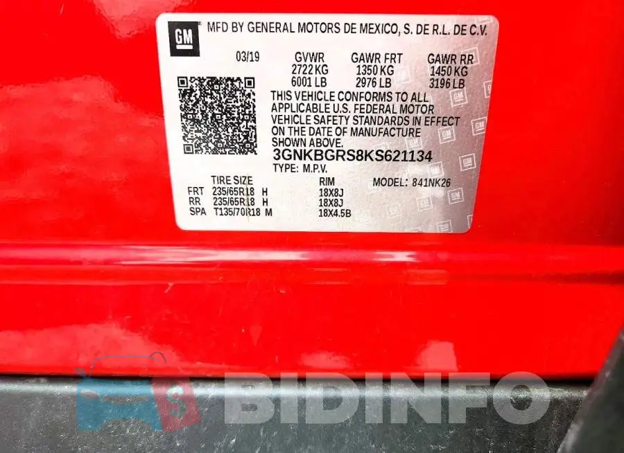 3GNKBGRS8KS621134 Photo# 13