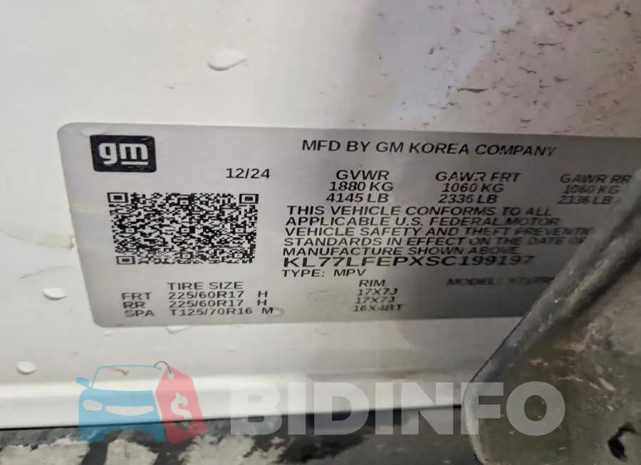 KL77LFEPXSC199197 Photo# 13