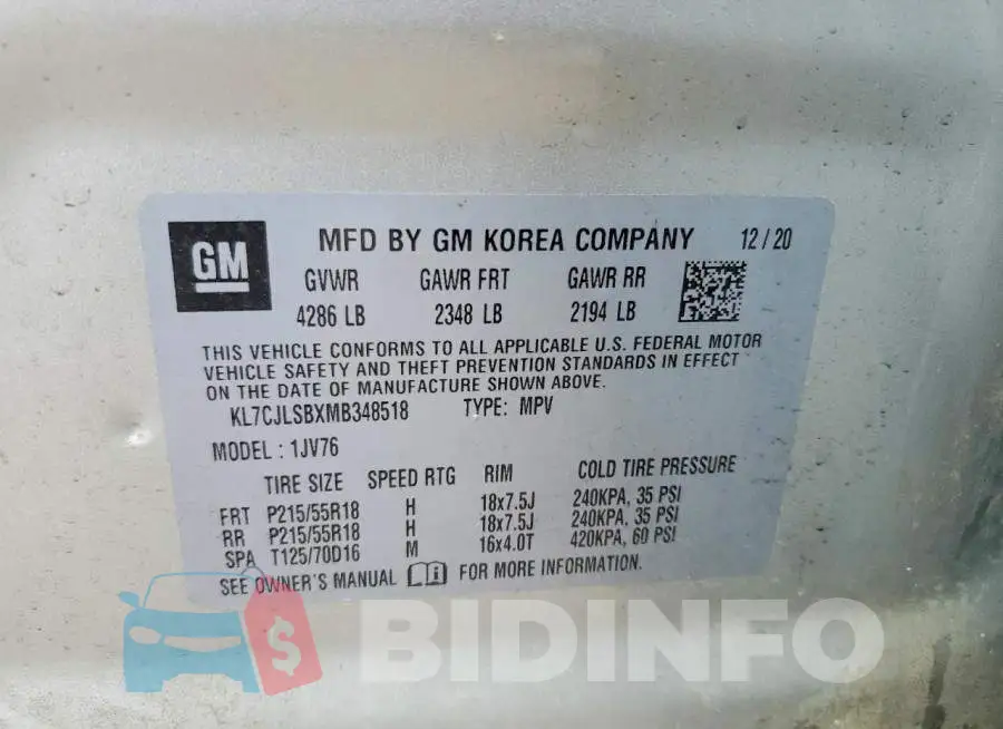 KL7CJLSBXMB348518 Photo# 13