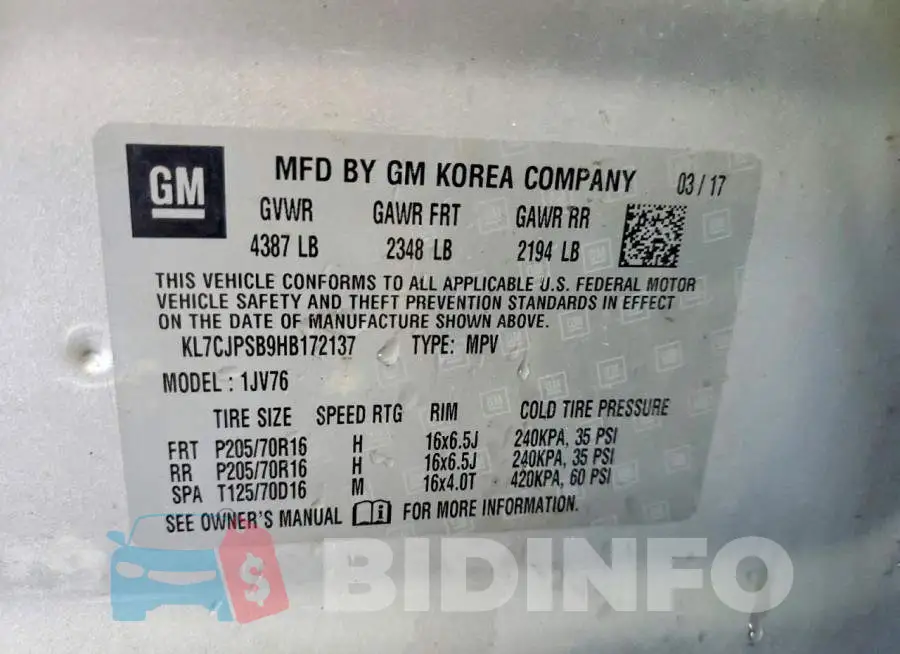 KL7CJPSB9HB172137 Photo# 13