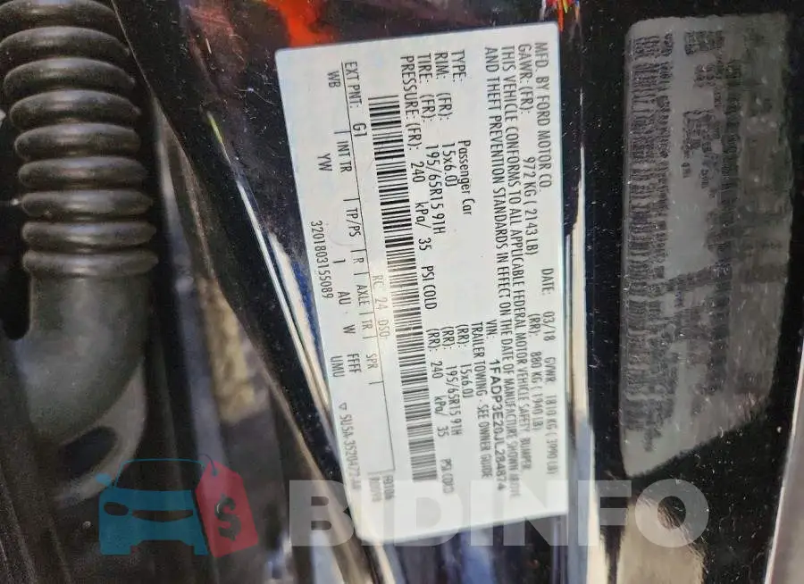 1FADP3E20JL284874 Photo# 12