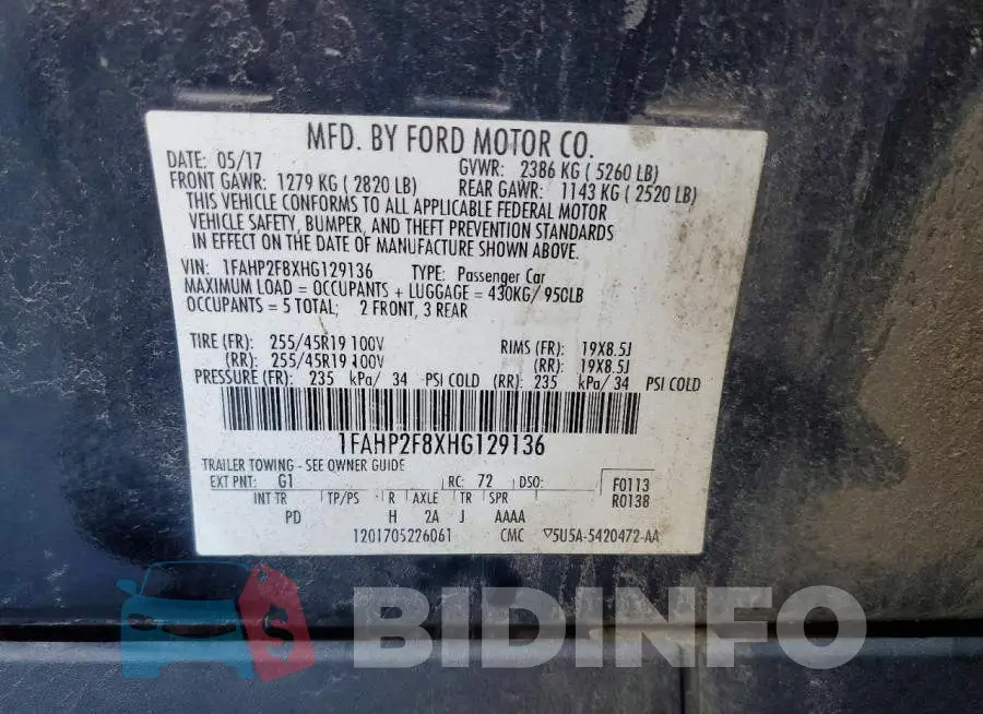 1FAHP2F8XHG129136 Photo# 12