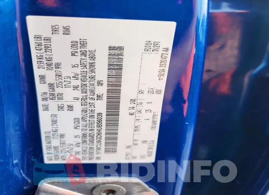 1FMCU9GD6HUB56039 Photo# 13