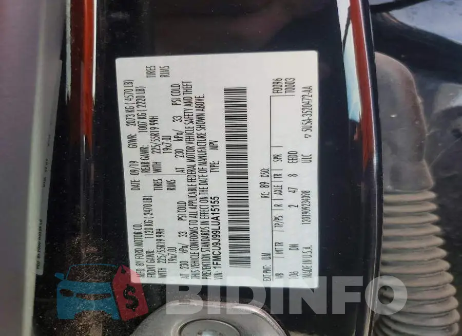 1FMCU9J99LUA15155 Photo# 13