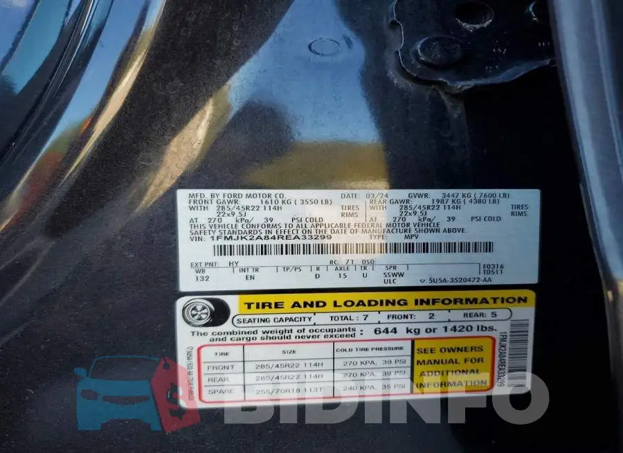 1FMJK2A84REA33299 Photo# 14