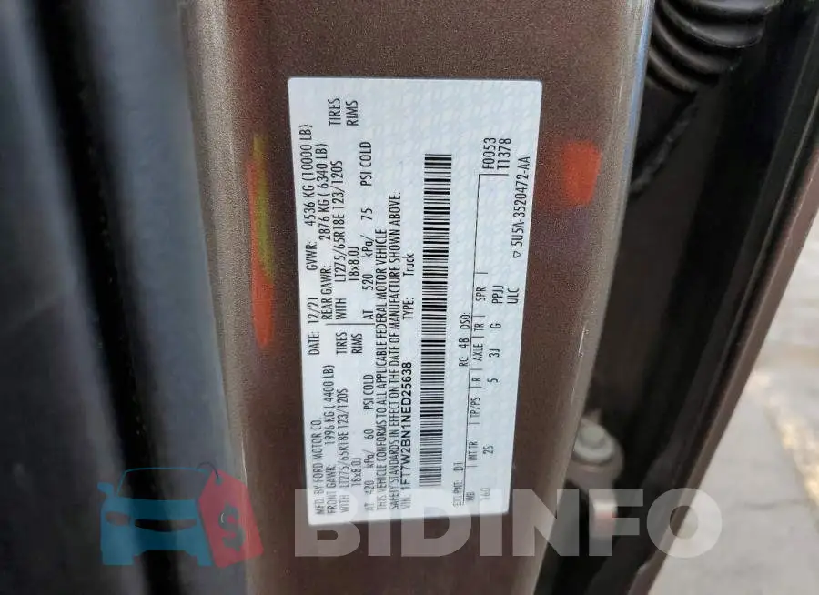 1FT7W2BN1NED25638 Photo# 12