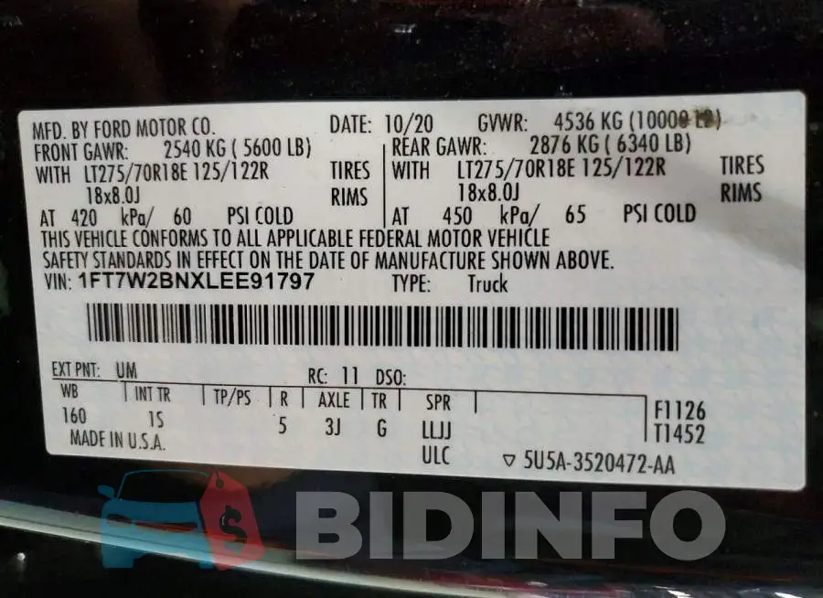 1FT7W2BNXLEE91797 Photo# 12