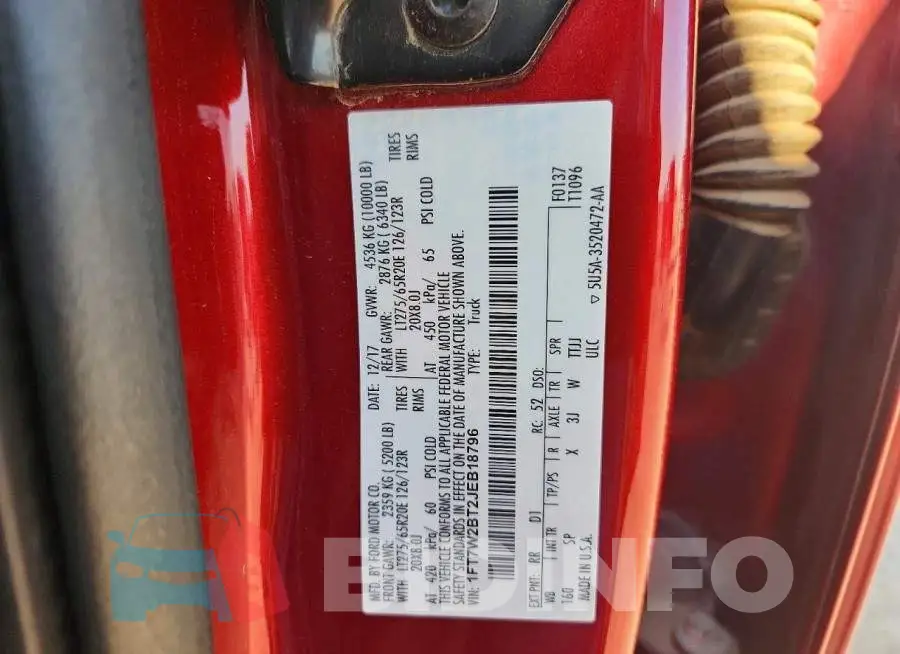 1FT7W2BT2JEB18796 Photo# 12