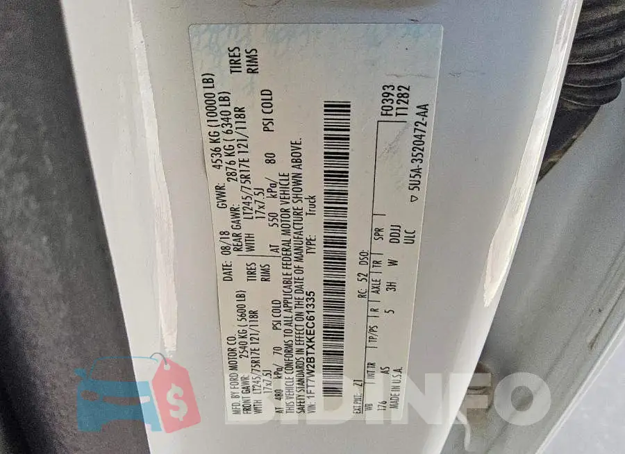 1FT7W2BTXKEC61335 Photo# 12