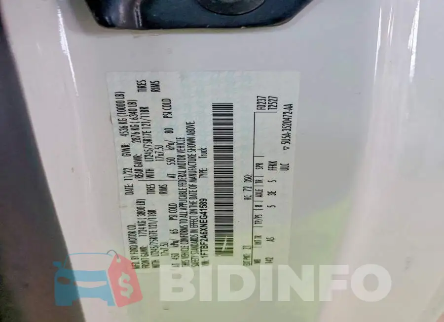1FTBF2A6XNEG41589 Photo# 12
