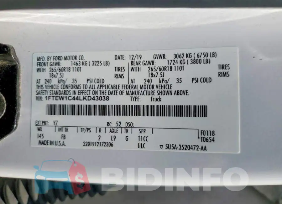 1FTEW1C44LKD43038 Photo# 12