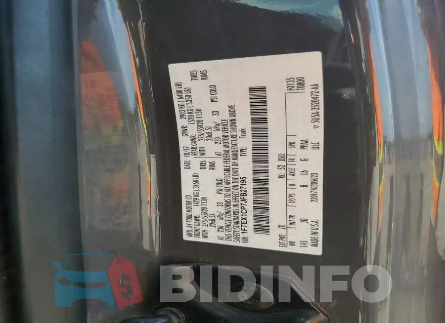 1FTEX1CP7JFB27195 Photo# 12