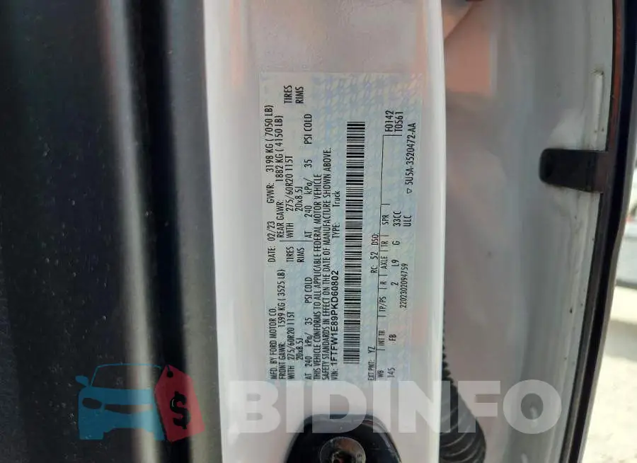 1FTFW1E89PKD60802 Photo# 12