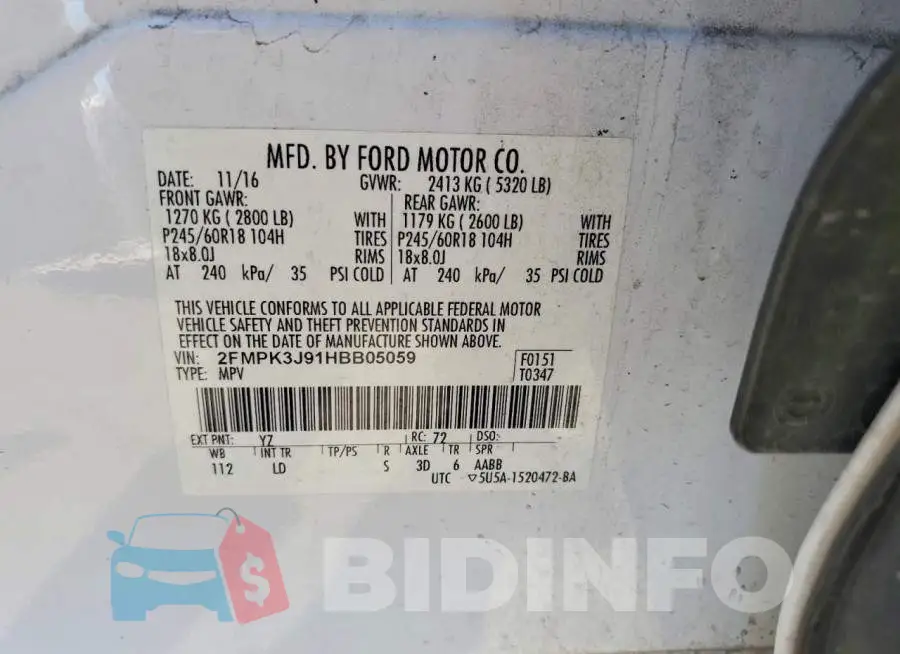 2FMPK3J91HBB05059 Photo# 13