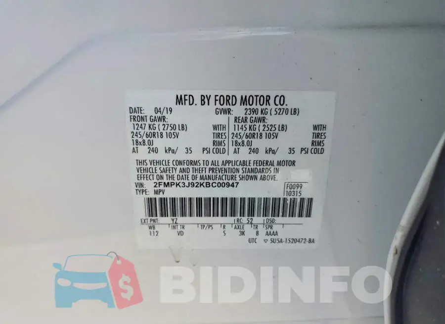 2FMPK3J92KBC00947 Photo# 14