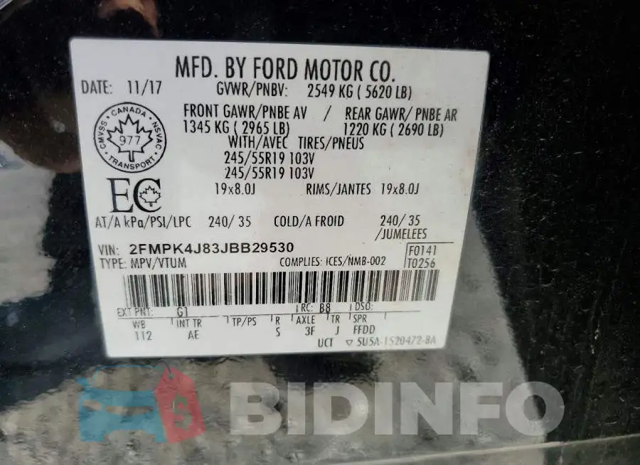 2FMPK4J83JBB29530 Photo# 13