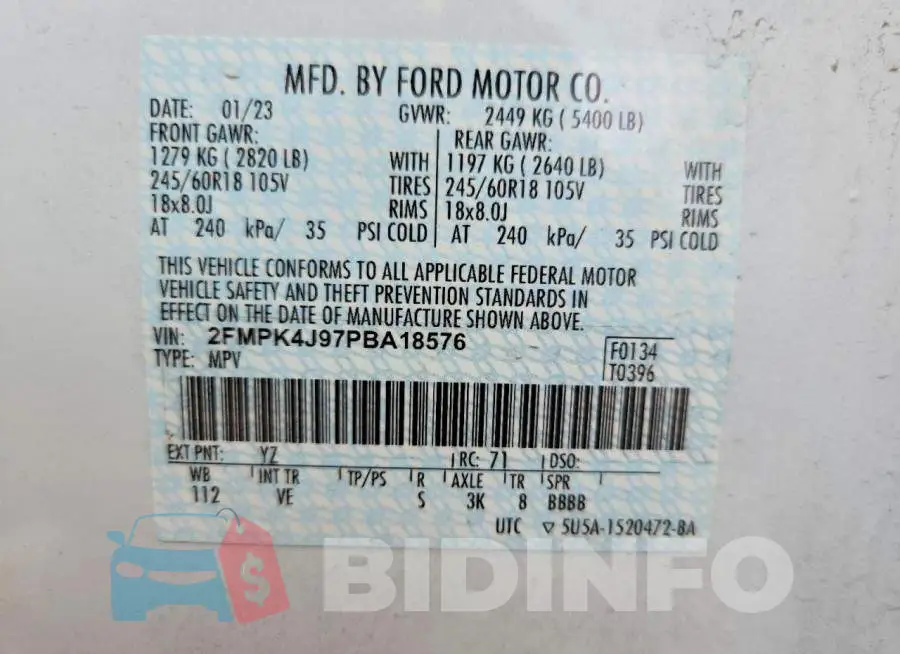 2FMPK4J97PBA18576 Photo# 13