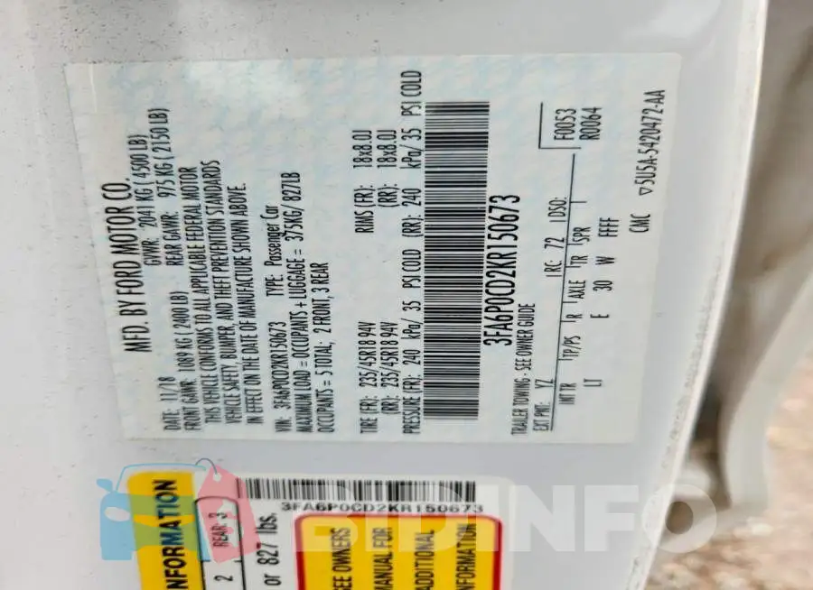 3FA6P0CD2KR150673 Photo# 12