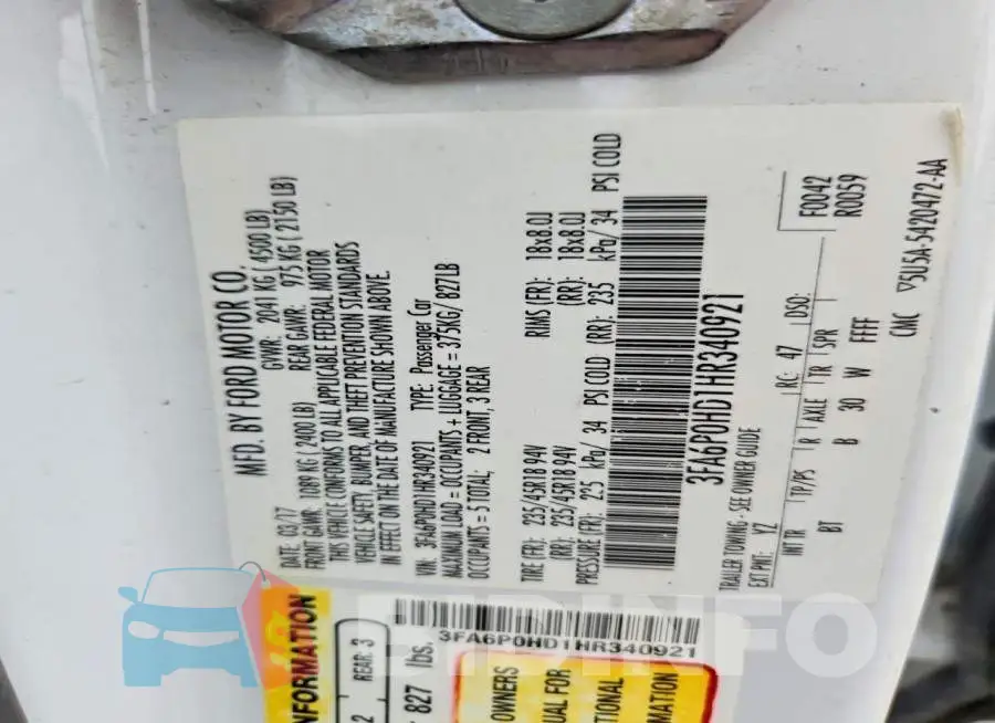 3FA6P0HD1HR340921 Photo# 12