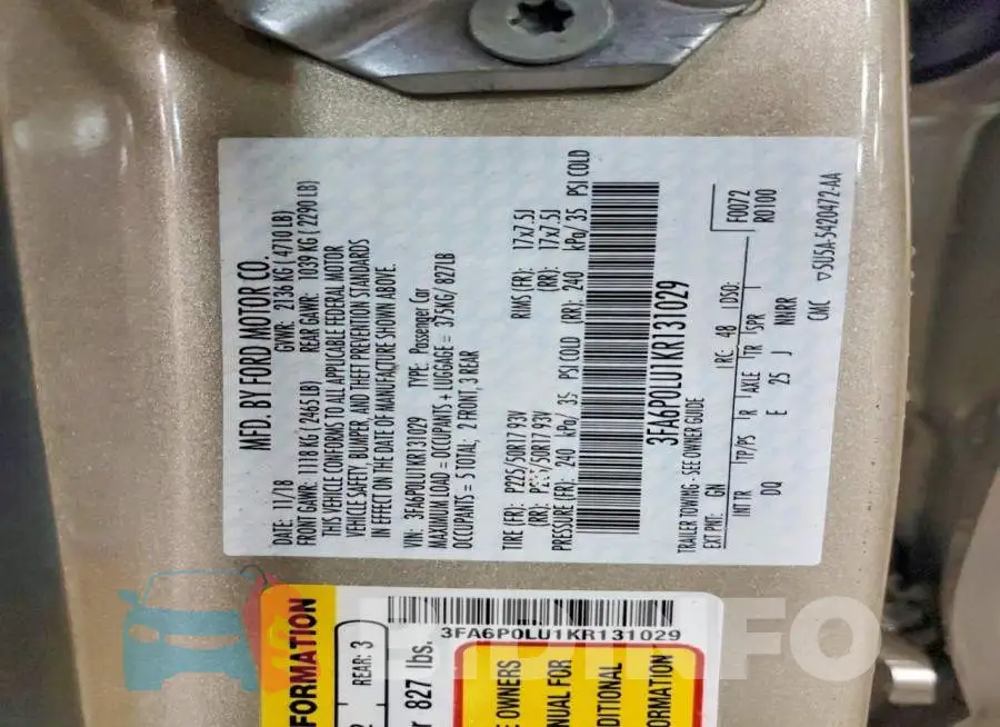3FA6P0LU1KR131029 Photo# 12