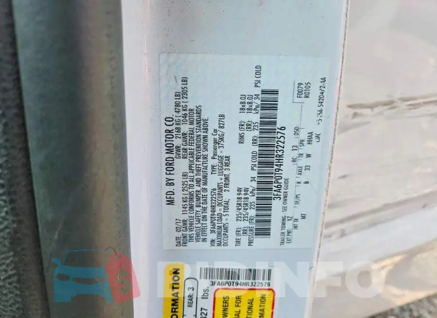 3FA6P0T94HR322576 Photo# 12