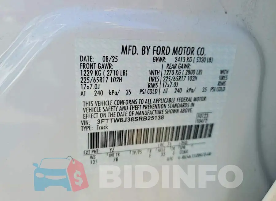 3FTTW8J38SRB25138 Photo# 12
