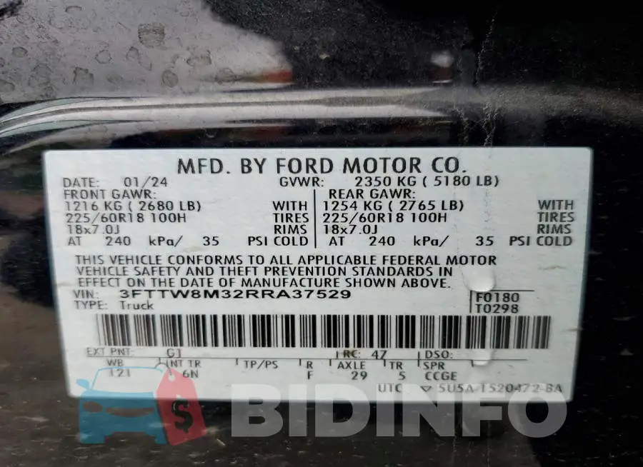 3FTTW8M32RRA37529 Photo# 12