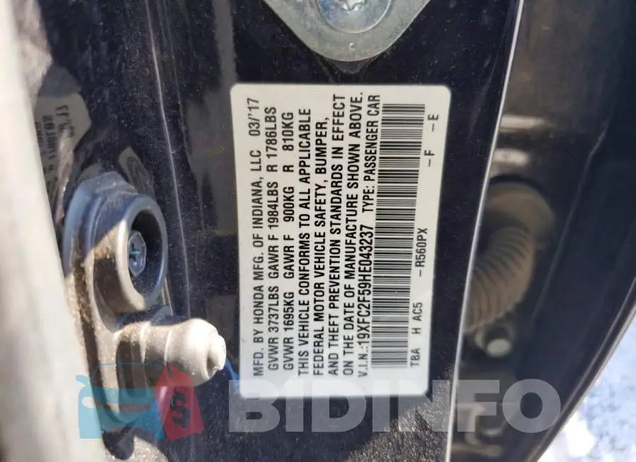 19XFC2F59HE043237 Photo# 12