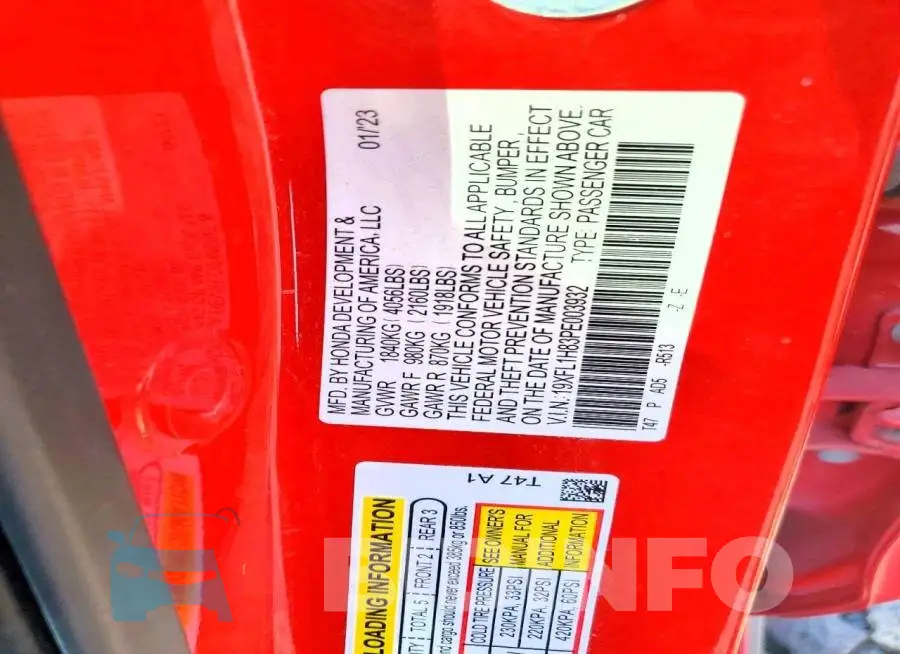 19XFL1H83PE003932 Photo# 12