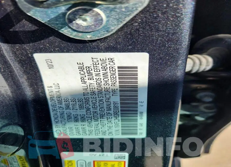 19XFL2H53RE008191 Photo# 12